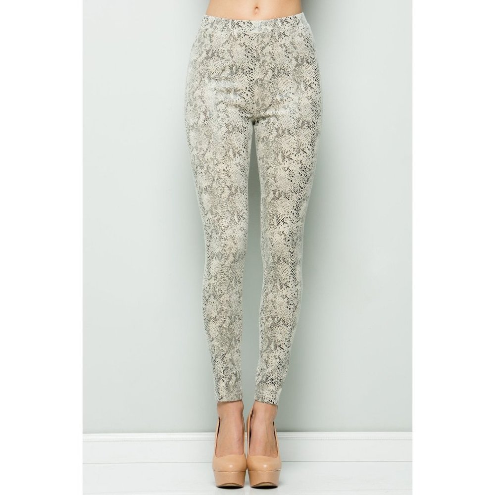 See and Be Seen Snake Skin Leggings, Off White